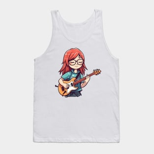 A girl playing her favourite guitar Tank Top